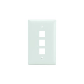 Legrand - OnQ 3 Port Keystone Single Gang Wall Plate, 1 Gang Keystone Wall Plate Supports 3 Keystone Insert, Screw-in Plastic, White, 10 Count, WP3403WH10