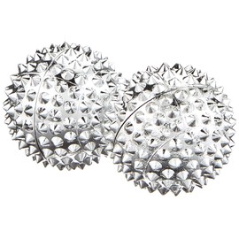 CHI-ENTERPRISE - Two magnetic massage balls - small | fascia balls for self-therapeutic acupressure treatment | contents: 2 hedgehog balls in silver, each 32 mm diameter and 228 acupressure needles