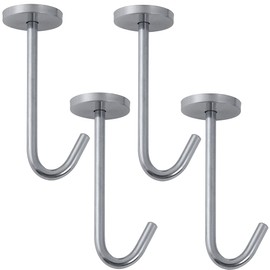AllBright Ceiling Hooks, Hanging Hooks, Hanging, Fixed, Ceiling, Walls, Wall Mounting, Load Capacity 11.0 lbs (5 kg), Set of 4 (4.3 inches (110 mm)