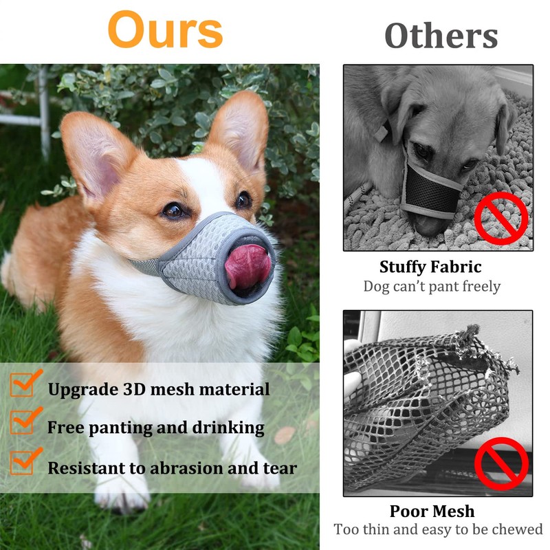 Dog Muzzle Soft Mesh Muzzle - Adjustable Breathable Dog Muzzle,