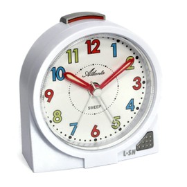 Atlanta Children's Alarm Clock without Ticking + Children's Book Conni The Time – 2127/0 BU2 (White Reading Mouse)