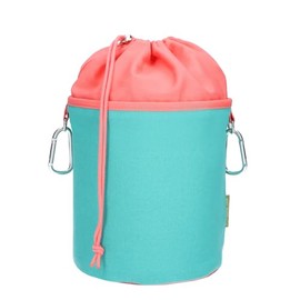 trendfinding Canvas Fabric Clothes Peg Bag with 2 Carabiner Hooks for 200 Pegs, Extra Large and Sturdy, Turquoise Salmon, Peg Bag