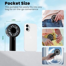 HandFan High Speed Handheld Mini Fan, Small Pocket Design Personal Fans Portable Rechargeable, 5 Gear Turbo Wind, Summer Essentials for Travel/Camping/Concerts/Commuting, Gifts for Men/Women (Black)