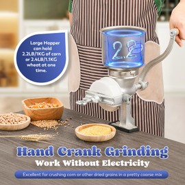 Moongiantgo Corn Grinder Mill Cast Iron Manual Grain Mill Hand Grinder with Large Hopper for Corn Barley Wheat Berries Coffee Chickpeas Poppy Seeds Pepper Dried Beans Animals Feed Home Brewing