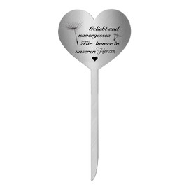 Grave Ornament, Weatherproof, Grave Stake Stainless Steel Heart, Grave Decoration, Weatherproof, Cemetery Decoration, for Keepsake (Style B)