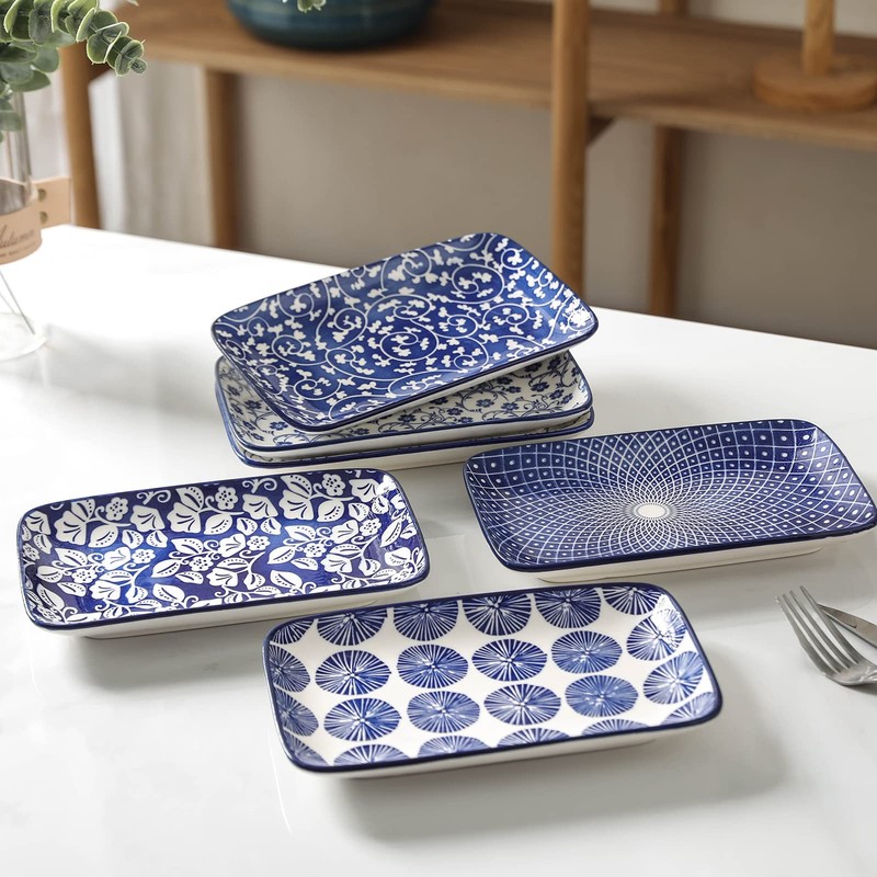 Selamica Ceramic 8 inch Rectangular Salad Plates, Dinner Plates, Pasta