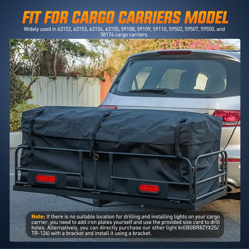 Nilight Hitch Cargo Carrier Light Kit 2PCS 6Inch Red Oval