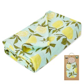Milkbarn Muslin Swaddling Blanket, Organic Cotton Nursery Blankets, Soft Receiving Blankets for Newborn Baby Toddler, Perfect Baby Shower Present, Lemon