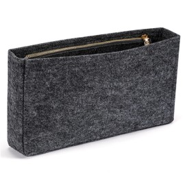 HyFanStr Organizador de bolso pequeño con cremallera, organizador de bolsa de fieltro para mujer, Gris, L