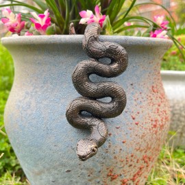 Tidsech Rustic Snake Plant Decorations for Pot, Funny Snake Figurine Ornament Outdoor Gifts for Yard & Garden, Flower Pot Hugger for Home Office