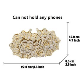 Boutique De FGG Dazzling Flower Evening Bags For Women Formal Party Rhinestone Handbags Wedding Crystal Clutch Purse,Gold AB,Mini