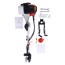 Outboard Boat Engine Motor 2-Stroke 2HP, Outboard Motor Boat Engine 1.7KW Marine Boat Motor 52CC and Manual Pull Start for Inflatable Fishing Boats Yachts Water Sport Tools