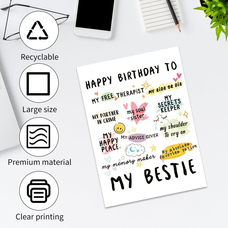 Birthday Card for Bestie, Funny Birthday Cards for Women Friend,