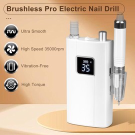 Professionl Nail Drill,80w Brushless Pro Electric Nail Drill 35000rpm HoMove Cordless Nail Efile, High Torque, Quiet & Vibration-Free Electric Nail File for Technicians,Home DIY