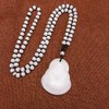 Yocoyee Obsidian Stone Buddha Beads Chain Necklace Imitate Jade Buddhism