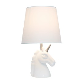 TD Simple Designs Sparkling Unicorn LED Table Lamp Glass Body Metal Shade for Indoor Use Offices Bedrooms Reading Rooms AC PowerColor: WHITE + SILVER GLITTER
