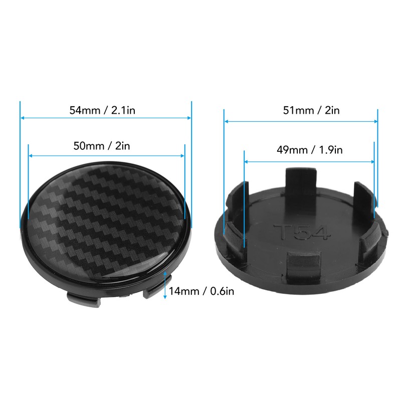 4pcs Wheel Center Caps Plastic Universal Carbon Fiber Style Center