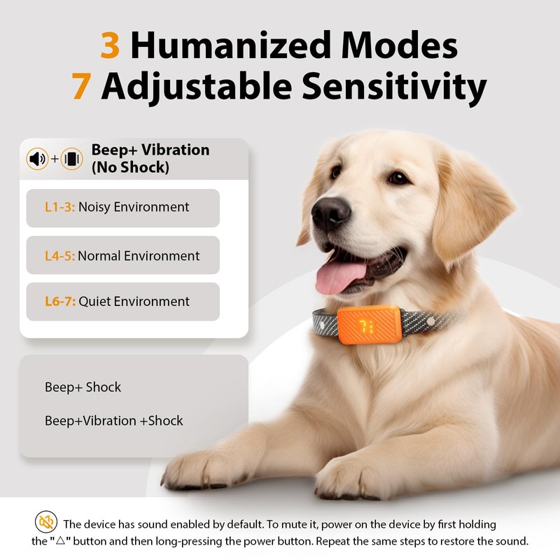 KJKZO Dog Bark Collar for Large Medium Small Dogs, Rechargeable