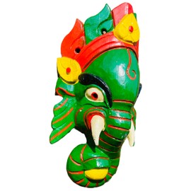 Himalayan Craft Ganesh Single Wooden Antique Wall Sculpture God of Luck/Success Shape of Elephant Head for Decorative Wall Hanging, Son of Lord Shiva Wall Sculpture Hand Carved In Nepal