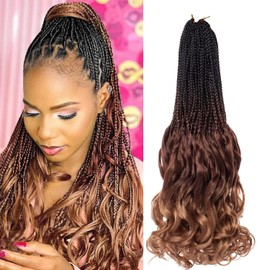 9 Packs French Curl Crochet Braids 18 Inch Bouncy Braiding Hair Pre Looped French curly hair Crochet Braids Hair for Women Box Braids Crochet Hair With Curly Ends