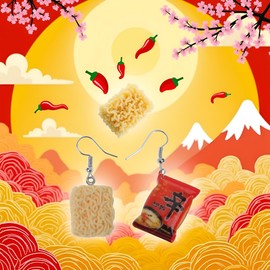 Funny Instant Noodle Earrings,Funny Instant Noodle Chili Simulation Food Drop Earrings Women Fashion Jewelry Hook Artist Painter Jewelry Durable, Women's Earrings, Men's Fashion