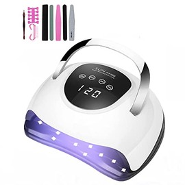 UV LED Nail Lamp, Professional 220W Faster LED Nail Dryer UV Nail Lamp for Gel Polish Curing Light with Touch Screen Portable Handle, Auto Sensor Nail Art Light Tools for Fingernail Toenail