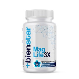 MagLife 3x +BienStar Fórmula Completa Con Citrato, Glicinato y Óxido de Magnesio Sueño Profundo, Reducción de Estrés y Alivio Rápido Para Calambres,