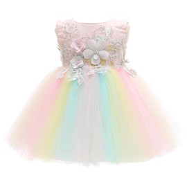 Xangirl Baby Girl Dress Formal Flower Toddler Baptism Christening Tutu Dress for Party Wedding Birthday 0-24 Months
