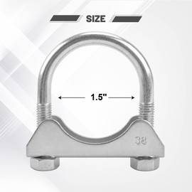 GESEXI 1.5" U-shaped Exhaust Pipe Clamp Mild Steel Muffler Exhaust Clamps with Anti-Rust Coat Pack of 2
