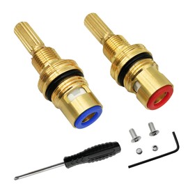 Meyffon Brass 1-001 & Brass 1-002 Ceramic Cartridge Kit Compatible with Hot Widespread Cartridge and Cold Widespread Cartridge Brass Construction Ceramic Valve Set