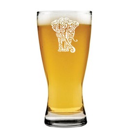 MIP Beer Glass Pilsner Stein Mug Tribal Elephant
