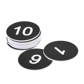 MECCANIXITY Plastic Number Tag, 1-10 Digital Tags Sign Tag Acrylic Engraved Black with Self-Adhesive, Pack of 10