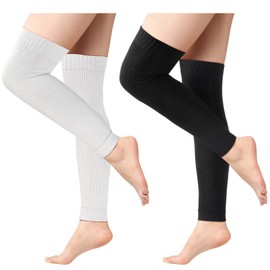 Ymomode 2 Pairs Warm Leg Warmers, Women's Winter Over Knee High Footless Socks Knit Warm Long Leg Warmers