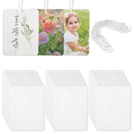 25 Pcs Sublimation Air Fresheners Blanks Car Scented Hanging Sheets DIY Air Freshener for Car and Home Hanging Decoration Rope and Self-Seal Bags (Rectangle)