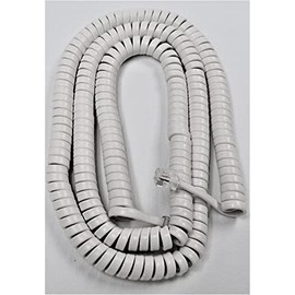 DIY-BizPhones White 25' Ft Long Handset Cord Cortelco/ITT Compatible Standard Phone 250015 255415 250015NDL 255415NDL VBA20F VBA20M VBA20MD VBA27M VBA57MD V0357MD Receiver Curly Coil