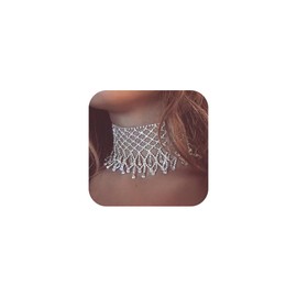 wekicici Rhinestone Choker Necklace Sparkly Crystal Festival Summer Chain Necklaces Costume Accessories for Women