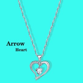 Emma Manor EM Love Heart Necklace 14k White Gold Plated Forever Love Heart Pendant Necklace Cubic Zirconia Jewellery for Women Girl (White Gold-04-Apr)
