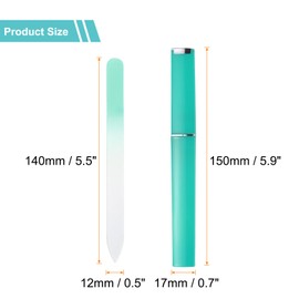 HARFINGTON 2pcs Glass Nail File Kit 280 Grit Double Sided Professional Manicure Crystal Fingernail Files with Case for Natural Nail Art Shine Polishing Buffer, Light Green