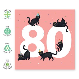 Central 23 80th Birthday Card For Women - Black Birthday Cats Age 80 - Grandmother Birthday Greeting Card - Cats Birthday Card - Happy Eightieth Birthday Card Grandma - Comes With Fun Stickers