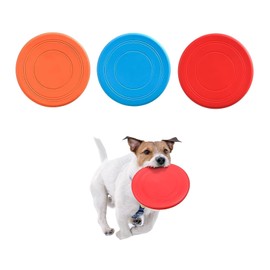 YuanYouTong 3 Pcs 7 Inch Flying Disc Dog Toy, Soft Interactive Flying Saucer Toy, Natural Rubber Indestructible Floating Dog Toys for Outdoor Beach Water Training Throwing Exercise (Blue, Orange, Red)