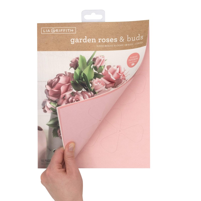 Lia Griffith Frosted Paper Flowers Garden Roses & Buds, 8.5"