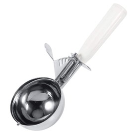 Cuchara de fruta de acero inoxidable, práctica cuchara de bola de helado de fruta de acero inoxidable con plástico Gatillo fácil Herramienta de cocina Cucharón(Blanco (8cm))