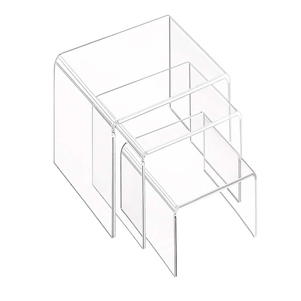 TOUGS 3-Pieces Clear Acrylic Display Risers, Showcase Shelf for Figures,