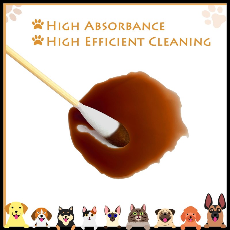 eyxformula 6 Inch Long Cotton Swabs for Pet Cleaning, Bamboo
