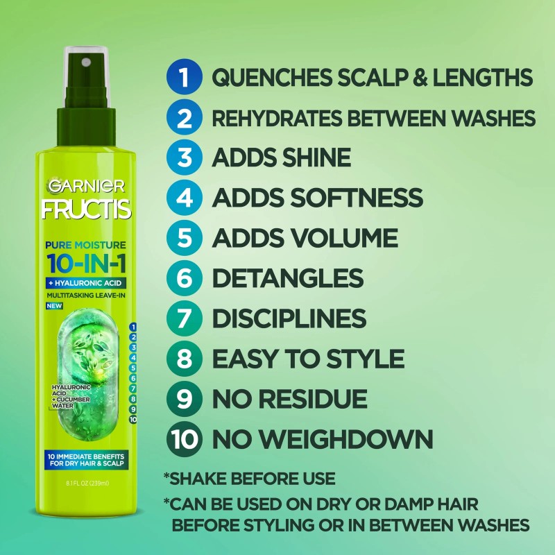 Garnier Fructis Pure Moisture 10-in-1 Spray for Dry Hair and