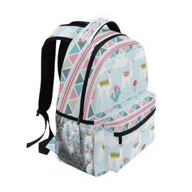 senya Cute Llama Geometic Fantasy Backpack School Bag Travel Daypack One_Size