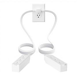 oviitech 3 Prong Twin Extension Cord,6 Feet on Each Side Totally 12Feet,Flat Plug Power Strip,Double Extension Cord Splitter for Home, Office, and Indoor Use.