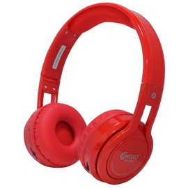 Contixo kb-2600 Kid Safe 85dB sobre la oreja Auricular Bluetooth inalámbrico plegable con limitador de volumen, Micro teléfono integrado, tarjeta Micro SD Reproductor de música, Radio FM estéreo, entrada y salida de audio, Rojo
