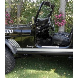 Jeep NOS LAREDO JEEP CJ7 LEFT FRONT BODY SIDE DECAL 1 PIECE ONLY SILVER GREY '85/'86