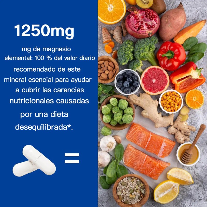 Mvpcare Suplemento Complejo Magnesio Elemental 1250mg 120 Cápsulas Citrato Malato